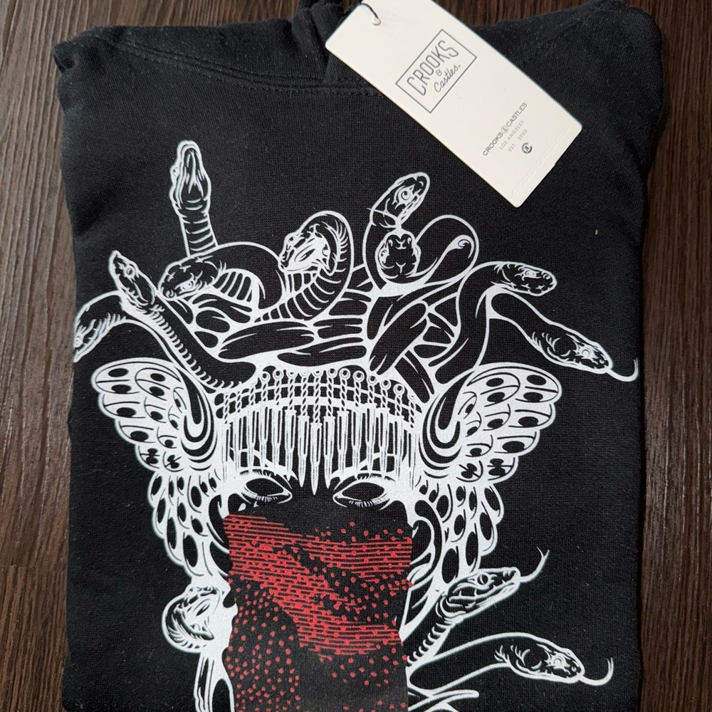 Crooks & Castles Medusa Geo Hoodie Black/White/Red Sz M